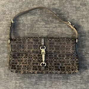 Small black and silver vintage monogram Coach purse